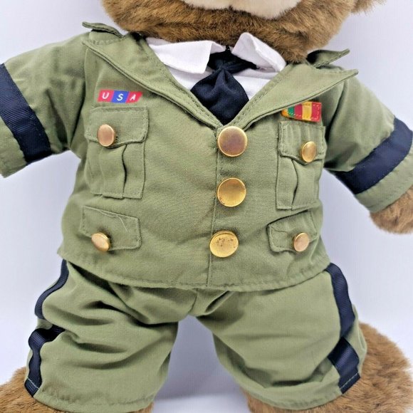 Build A Bear Bearemy Military USA Dress Uniform Stuffed Plush Animal Brown Toy - Picture 10 of 11